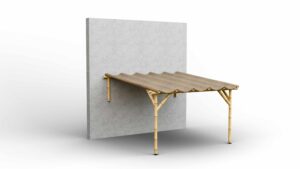 Plan 3d d'un pergola adossée avec une couverture en toile de coco