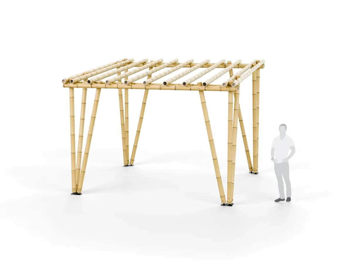 Pergola en tonçons de bambou Guadua en 3x3m